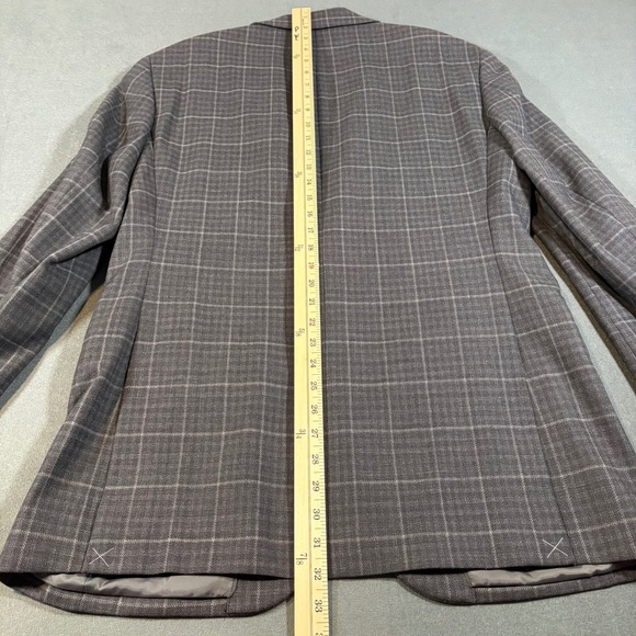 Jos A Bank Blazer Mens 42L Brown Plaid Traveler Travel Tech Slim Fit Jacket Coat - Picture 10 of 10